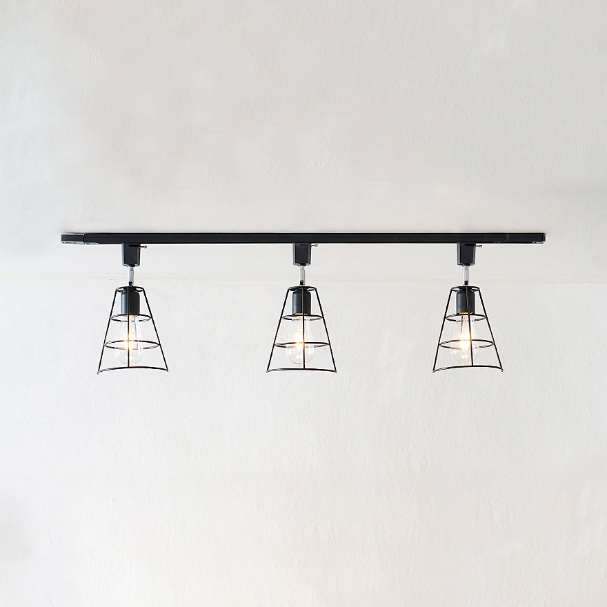 Retro Wire Cage Semi Flush Ceiling Light With Rotatable Conical Shade Black/White Metal Black