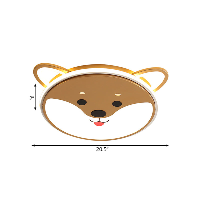 Kids’ Dog Pattern Ceiling Flush Mount Light - Black/Brown Led 16.5’/20.5’ Dia Warm/White