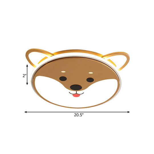 Kids’ Dog Pattern Ceiling Flush Mount Light - Black/Brown Led 16.5’/20.5’ Dia Warm/White