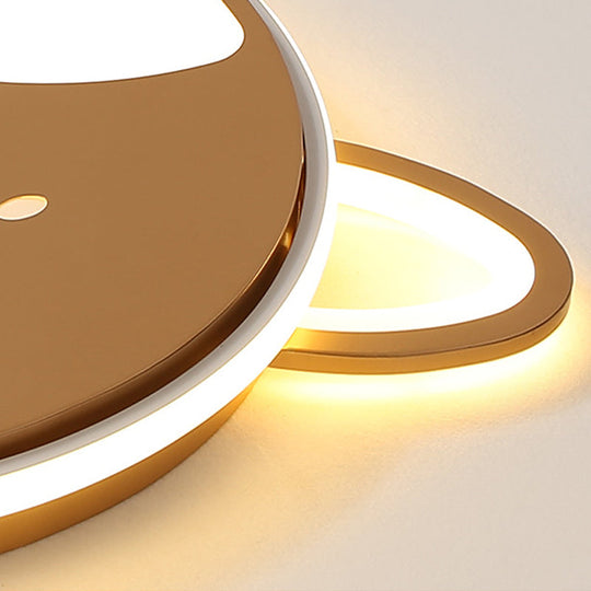 Kids’ Dog Pattern Ceiling Flush Mount Light - Black/Brown Led 16.5’/20.5’ Dia Warm/White