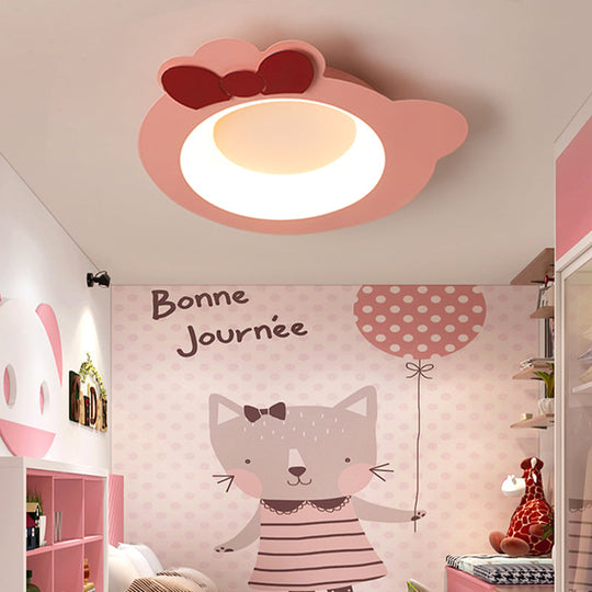 Modern Cartoon Flush Mount Led Pink Ceiling Lamp With Warm/White Light