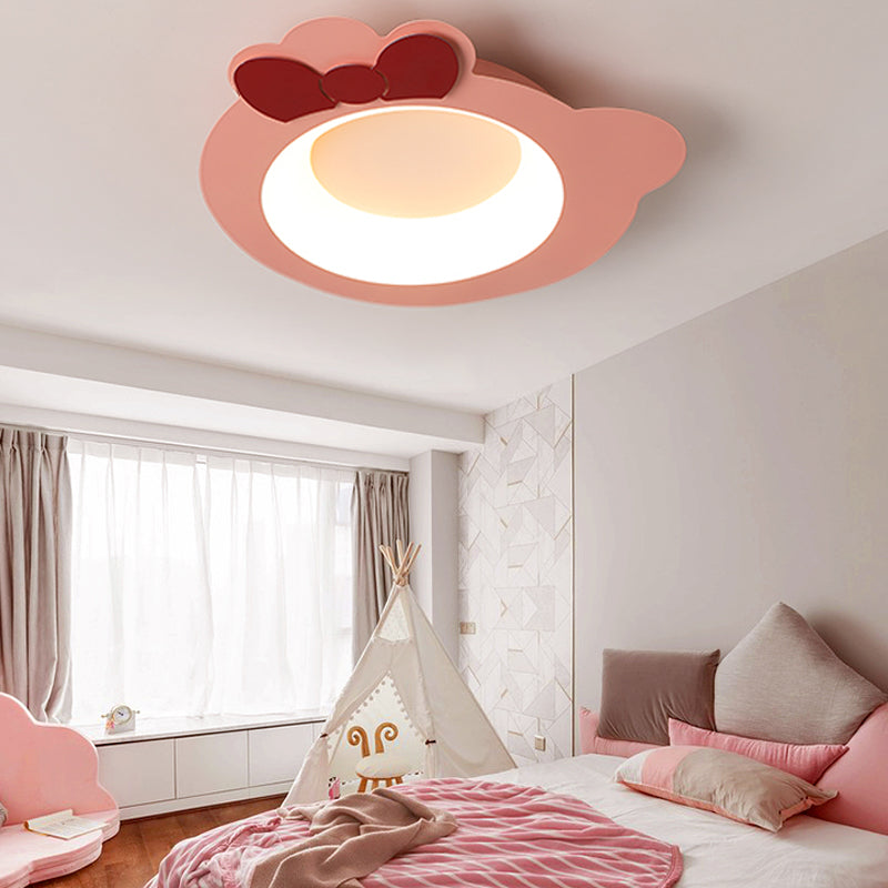Modern Cartoon Flush Mount Led Pink Ceiling Lamp With Warm/White Light