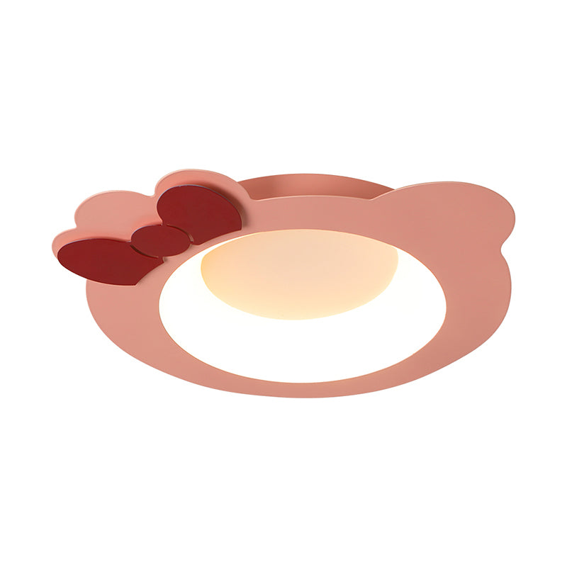 Modern Cartoon Flush Mount Led Pink Ceiling Lamp With Warm/White Light