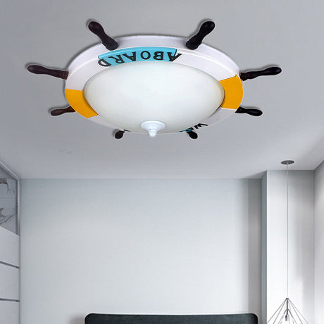 Nautical Style Led Living Room Flush Ceiling Light With Acrylic Shade - White Mount Lighting