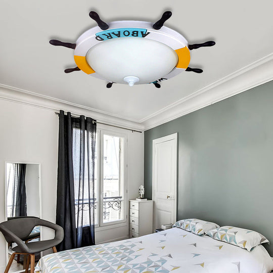 Nautical Style Led Living Room Flush Ceiling Light With Acrylic Shade - White Mount Lighting