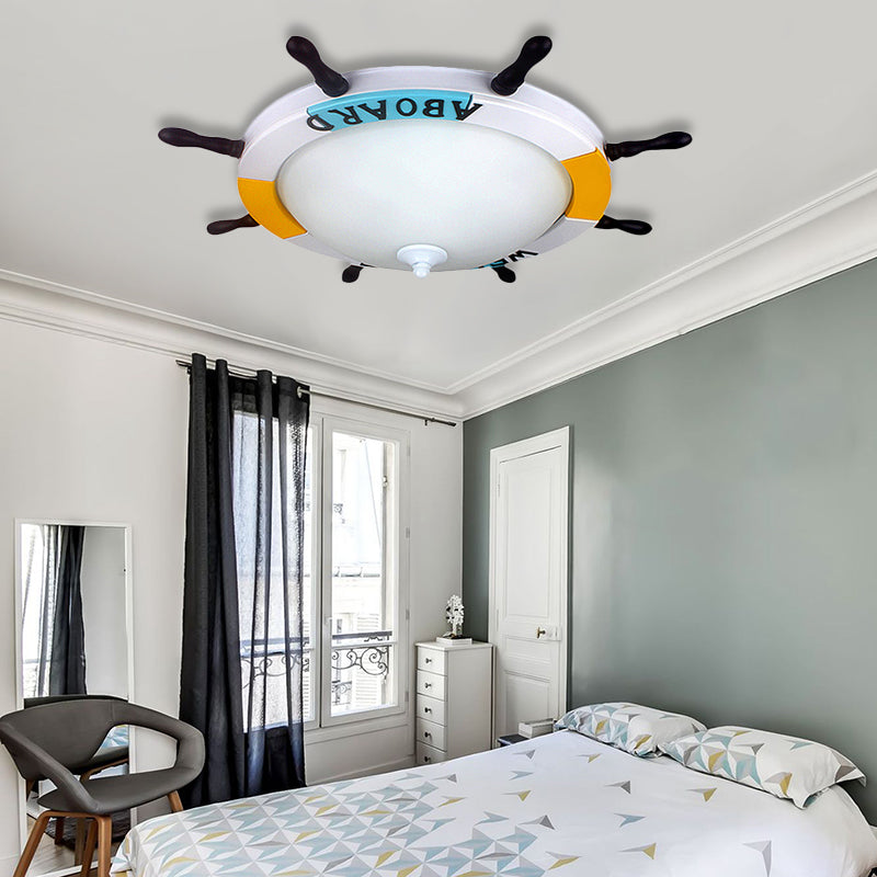 Nautical Style Led Living Room Flush Ceiling Light With Acrylic Shade - White Mount Lighting