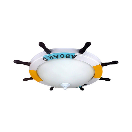Nautical Style Led Living Room Flush Ceiling Light With Acrylic Shade - White Mount Lighting