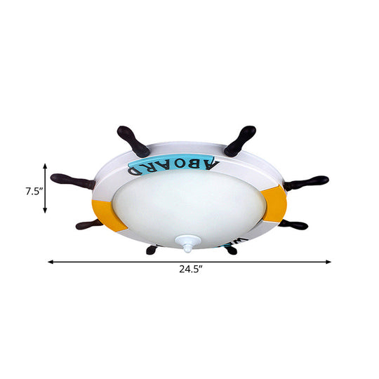 Nautical Style Led Living Room Flush Ceiling Light With Acrylic Shade - White Mount Lighting