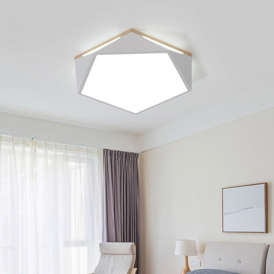 Pentagon Led Flush Mount Lamp In Acrylic White/Blue/Green - 12.5/16.5/20.5 Wide White / 12.5 Natural