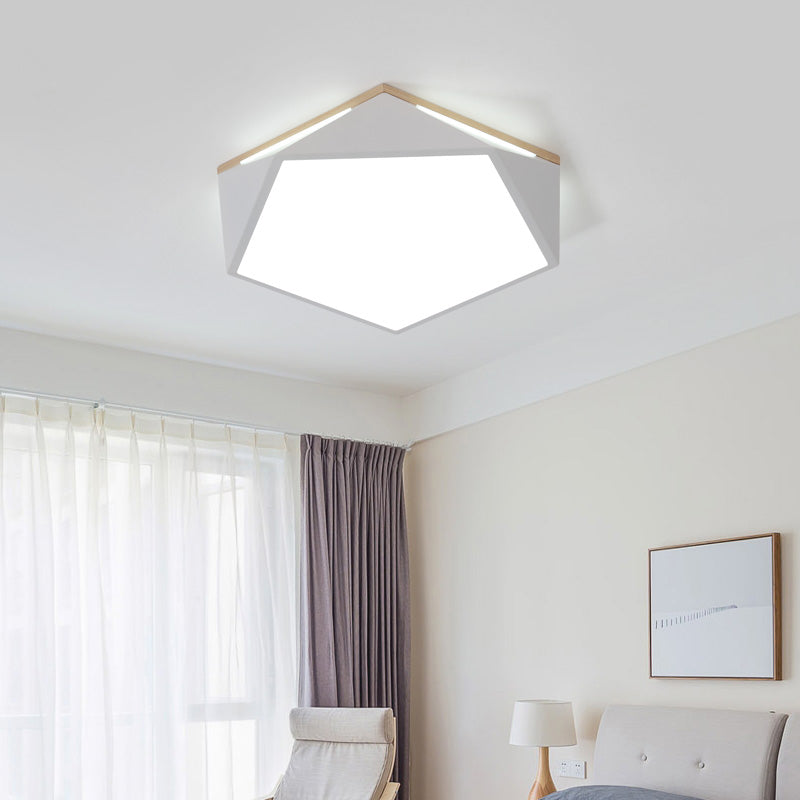 Pentagon Led Flush Mount Lamp In Acrylic White/Blue/Green - 12.5’/16.5’/20.5’ Wide White /