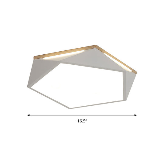 Pentagon Led Flush Mount Lamp In Acrylic White/Blue/Green - 12.5’/16.5’/20.5’ Wide