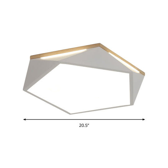 Pentagon Led Flush Mount Lamp In Acrylic White/Blue/Green - 12.5/16.5/20.5 Wide