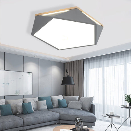 Pentagon Led Flush Mount Lamp In Acrylic White/Blue/Green - 12.5’/16.5’/20.5’ Wide Grey / 12.5’ Warm