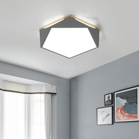 Pentagon Led Flush Mount Lamp In Acrylic White/Blue/Green - 12.5/16.5/20.5 Wide