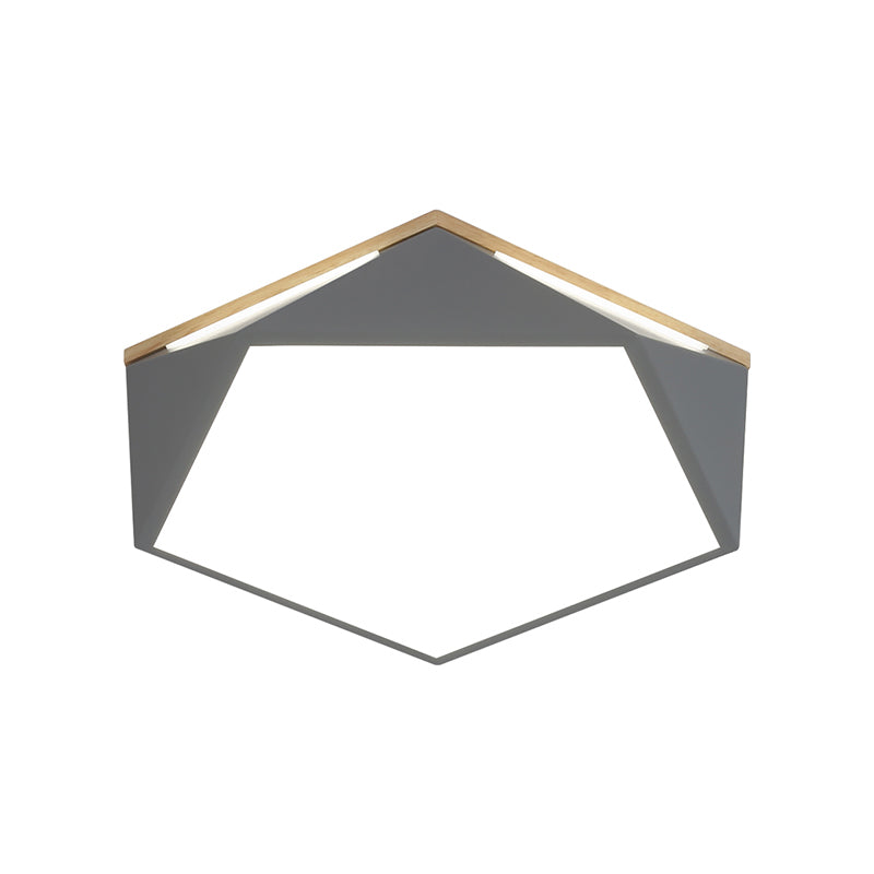 Pentagon Led Flush Mount Lamp In Acrylic White/Blue/Green - 12.5’/16.5’/20.5’ Wide