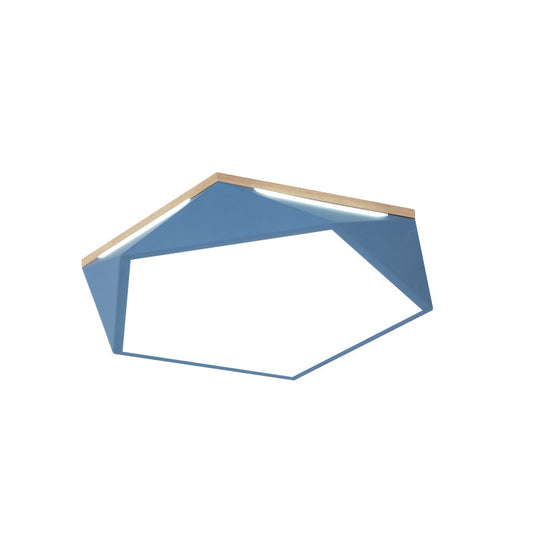 Pentagon Led Flush Mount Lamp In Acrylic White/Blue/Green - 12.5’/16.5’/20.5’ Wide