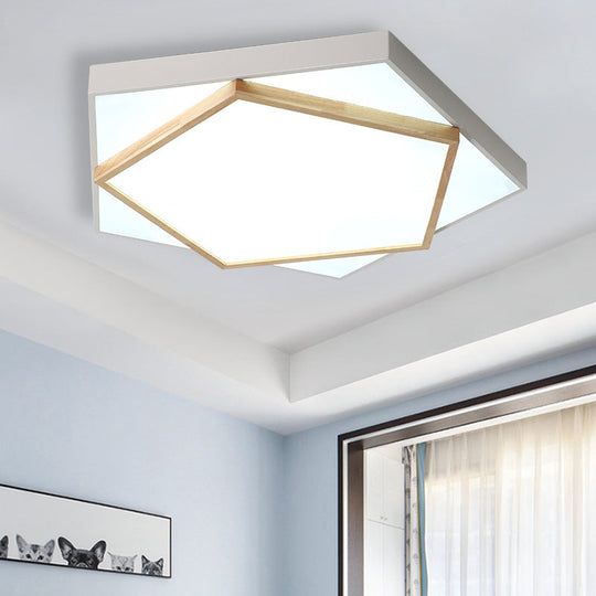 Pentagon Led Flush Mount Lamp In Acrylic Grey/White - 3 Color Options And Sizes Available White / 14