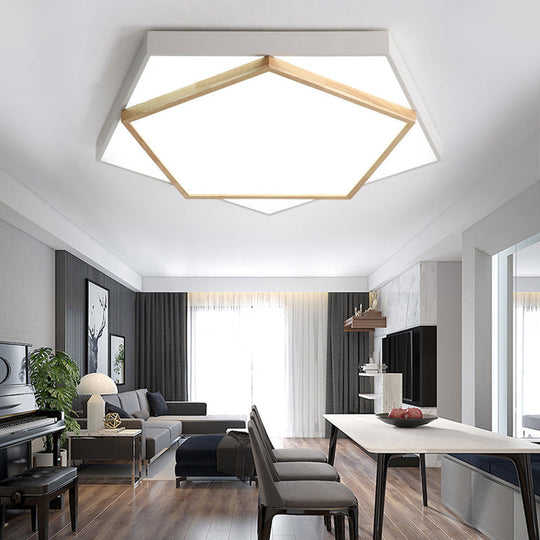 Pentagon Led Flush Mount Lamp In Acrylic Grey/White - 3 Color Options And Sizes Available