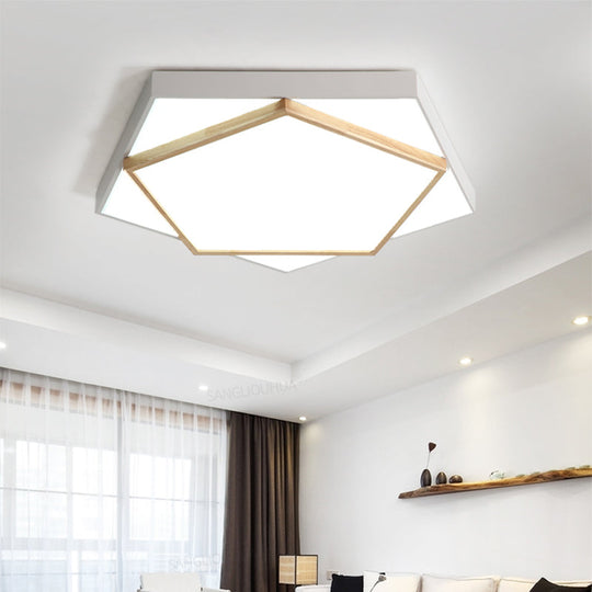 Pentagon Led Flush Mount Lamp In Acrylic Grey/White - 3 Color Options And Sizes Available