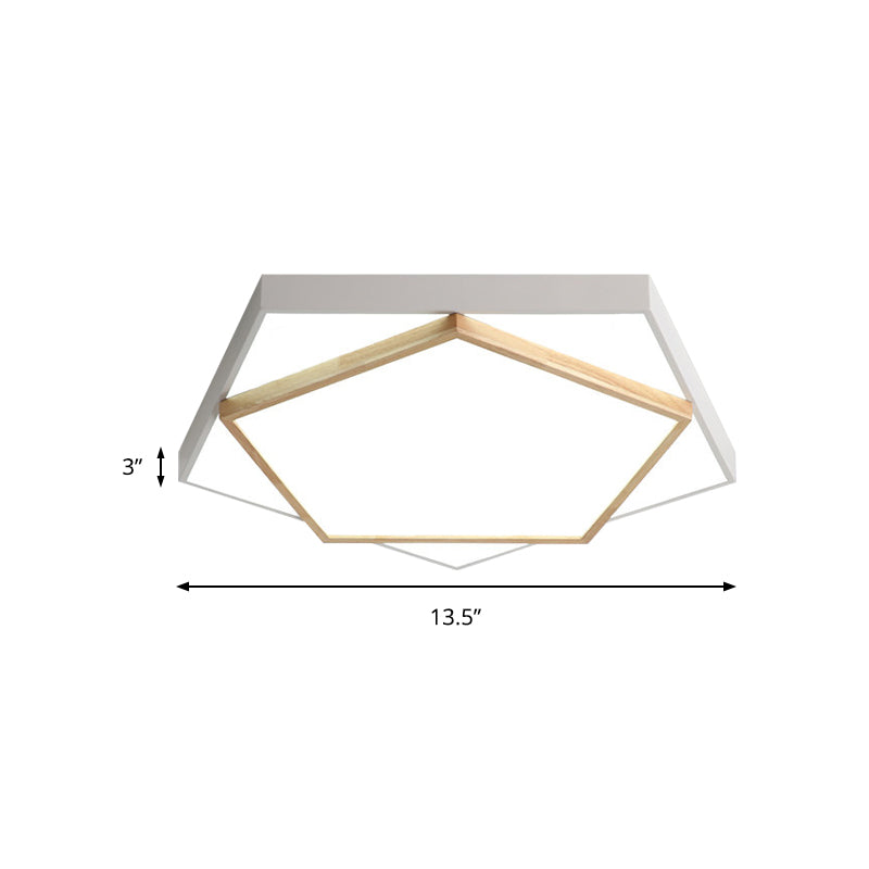 Pentagon Led Flush Mount Lamp In Acrylic Grey/White - 3 Color Options And Sizes Available
