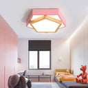 Pentagon Macaron Acrylic Led Flush Mount Lamp In White/Warm/Natural Light - Sizes 14’/18’/21.5