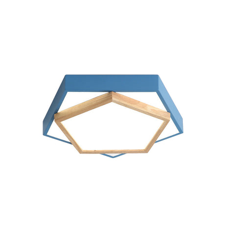 Pentagon Macaron Acrylic Led Flush Mount Lamp In White/Warm/Natural Light - Sizes 14/18/21.5