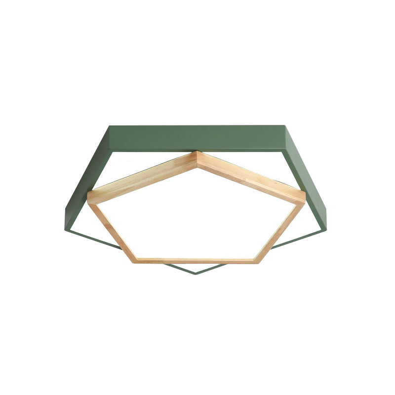Pentagon Macaron Acrylic Led Flush Mount Lamp In White/Warm/Natural Light - Sizes 14’/18’/21.5