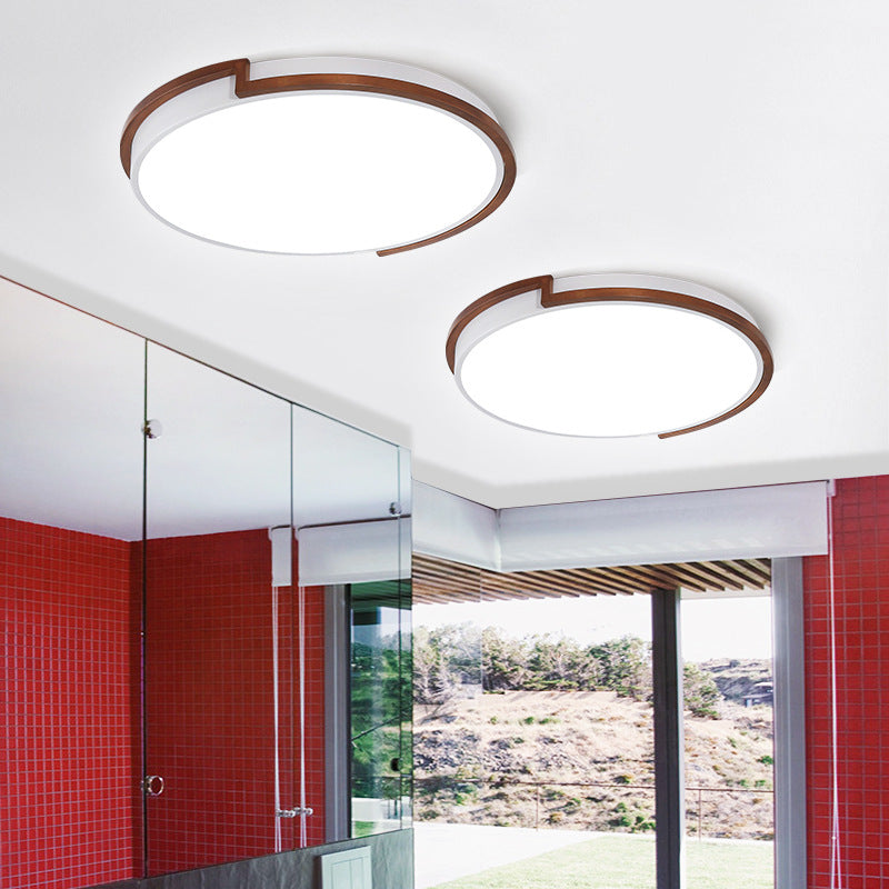 Modern Circle Flush Mount Macaron Metal Led Lamp White/Green With Acrylic Diffuser For Living Room