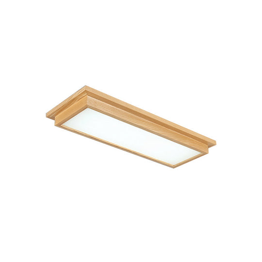 Modern Wood-Beige Led Ceiling Light With Acrylic Diffuser - 10’/17’ Wide