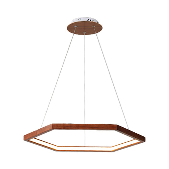 Contemporary Hexagonal Wood And Acrylic Pendant Chandelier With Led Lighting 16’/19.5’/23.5’ Wide
