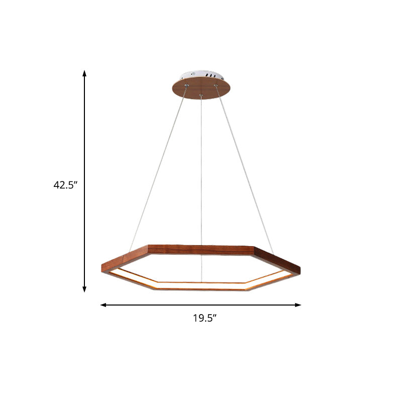 Contemporary Hexagonal Wood And Acrylic Pendant Chandelier With Led Lighting 16’/19.5’/23.5’ Wide
