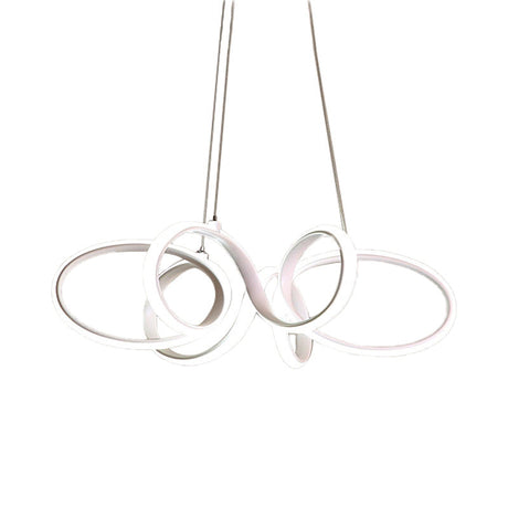 Modern White Curve Chandelier Led Pendant Light Fixture For Bedroom
