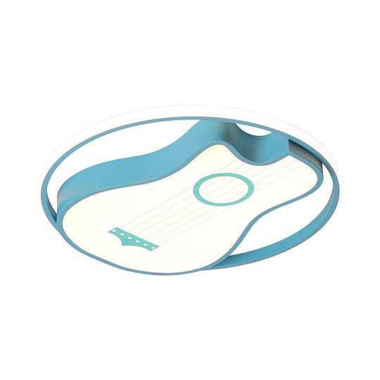 Kids Acrylic Led Bedroom Flush Light With Metal Ring In Warm/White Blue Shade 16’/19.5’ W