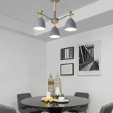 Contemporary Cone Chandelier Pendant Light - Metal 3/6/8 Lights Grey/White/Green Bedroom Lighting 3
