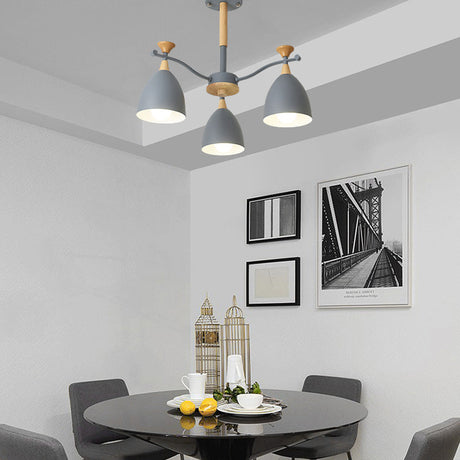 Contemporary Cone Chandelier Pendant Light - Metal 3/6/8 Lights Grey/White/Green Bedroom Lighting 3