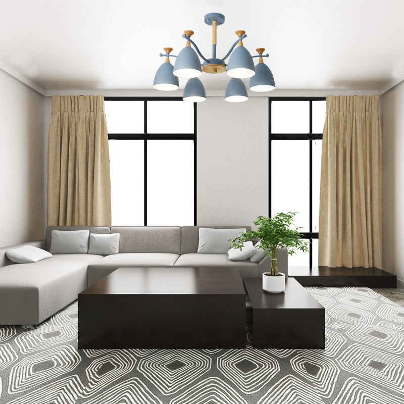 Modern Cone Chandelier Pendant Light - Metal Hanging Ceiling For Bedroom (3/6/8 Lights)