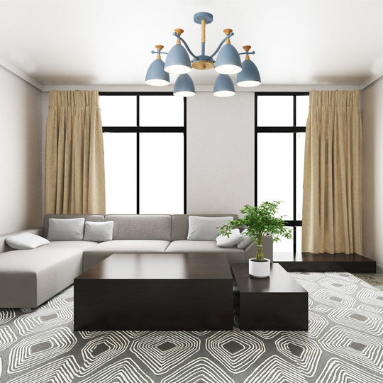 Modern Cone Chandelier Pendant Light - Metal Hanging Ceiling For Bedroom (3/6/8 Lights)