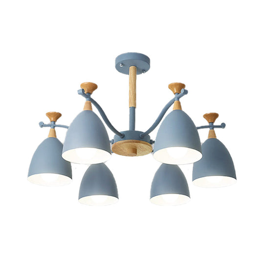 Contemporary Cone Chandelier Pendant Light - Metal 3/6/8 Lights Grey/White/Green Bedroom Lighting