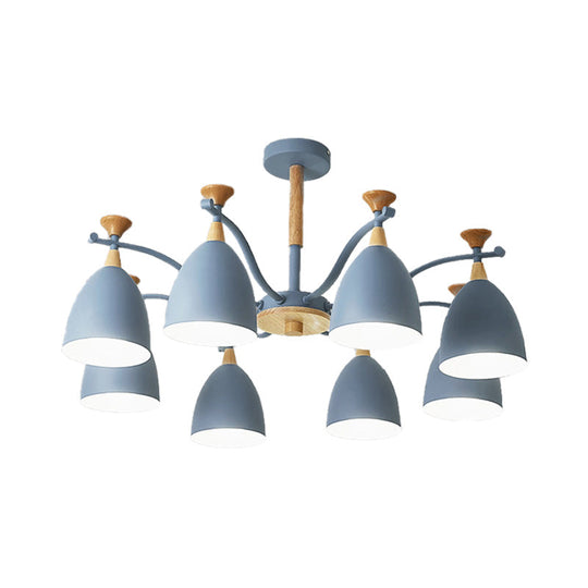Contemporary Cone Chandelier Pendant Light - Metal 3/6/8 Lights Grey/White/Green Bedroom Lighting