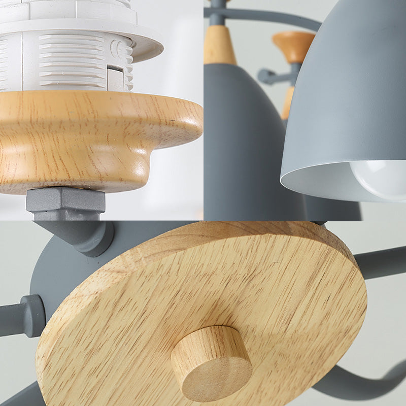 Contemporary Cone Chandelier Pendant Light - Metal 3/6/8 Lights Grey/White/Green Bedroom Lighting