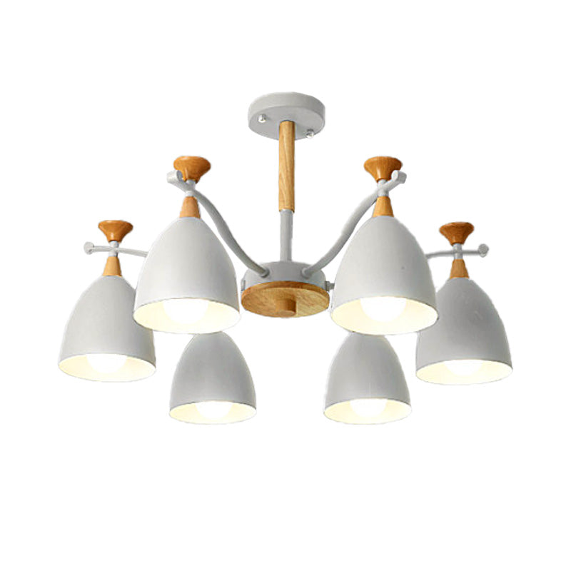 Contemporary Cone Chandelier Pendant Light - Metal 3/6/8 Lights Grey/White/Green Bedroom Lighting