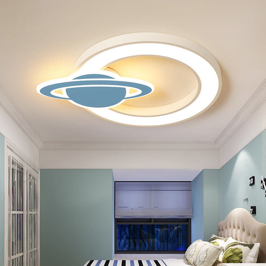 Nordic Style Acrylic Planet Shade Flush Pendant Light For Children’s Room - Led Ceiling Mounted