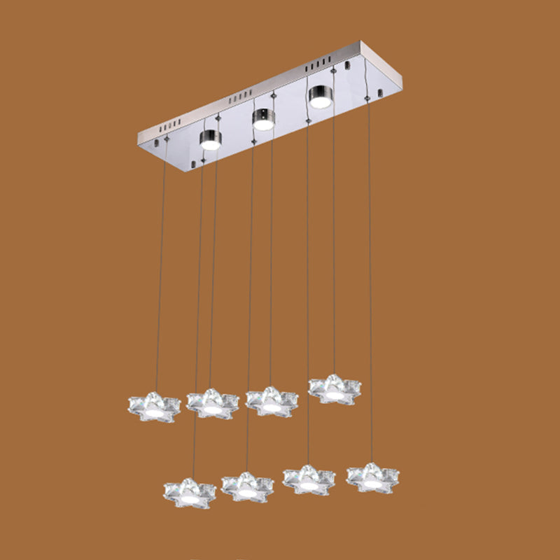 Modern K9 Crystal Star Pendant Ceiling Light With Led And Stainless-Steel Design 8 / Clear