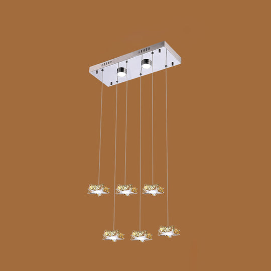 Modern K9 Crystal Star Pendant Ceiling Light With Led And Stainless-Steel Design 6 / Amber