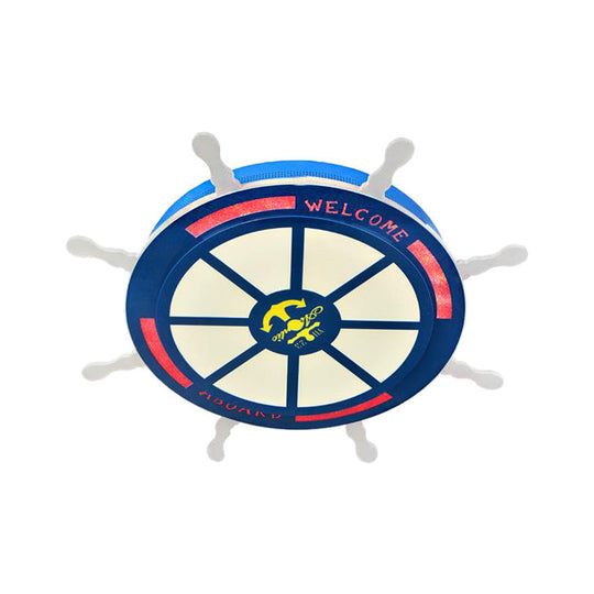 Stylish Led Bedroom Flush Light Fixture - Cartoon Blue/Pink Flushmount Lighting With Rudder Acrylic