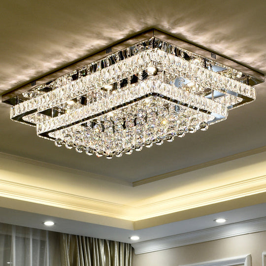 Led Crystal Stainless - Steel Rectangle Flush Mount Ceiling Light