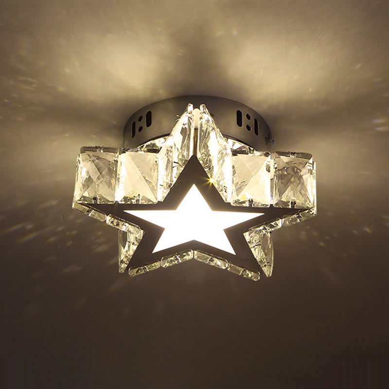 Stainless - Steel Led Crystal Flush Mount Ceiling Light: Modern Star Design For Corridors / Large