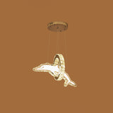 Stainless Steel Led Pendant Light: Crystal Dolphin And Ring Chandelier For Nursery