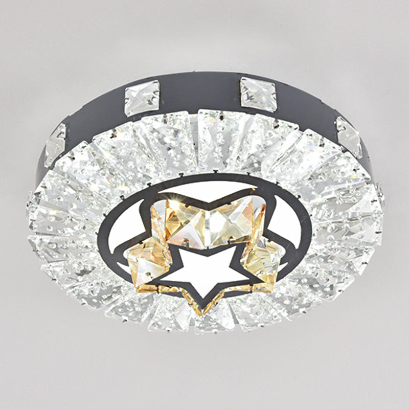 Modern Crystal Led Flush Mount Ceiling Light In Stainless - Steel For Corridors / White K