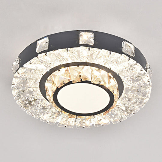 Modern Crystal Led Flush Mount Ceiling Light In Stainless-Steel For Corridors / Third Gear I